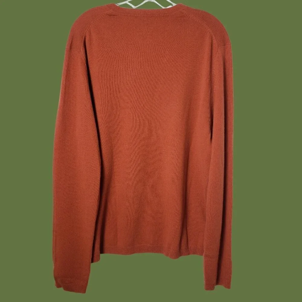 Banana Republic Mens 100% Cashmere V-Neck Sweater Orange Large